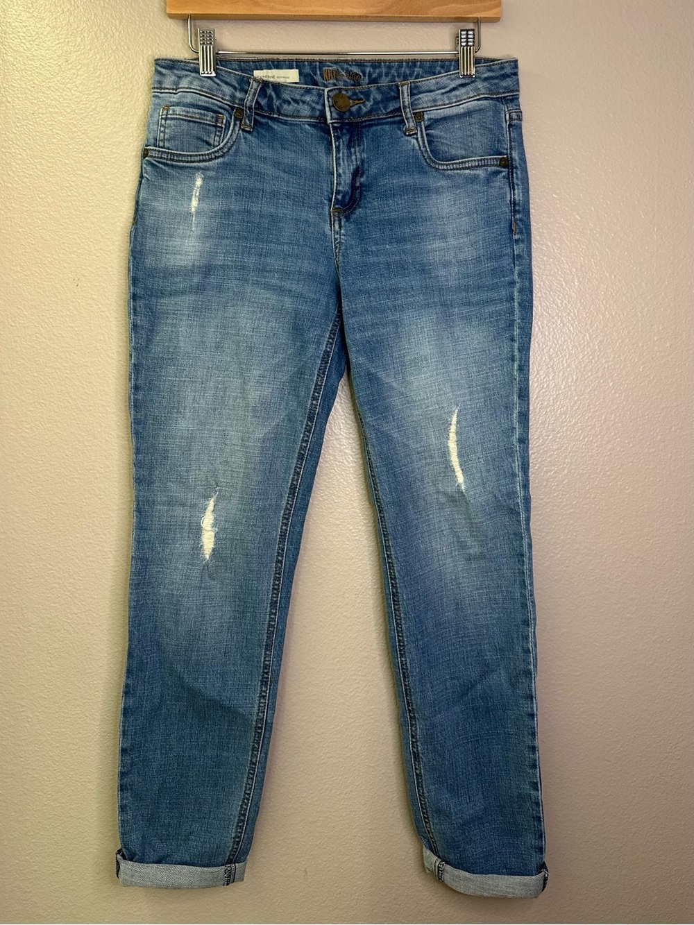 Kut From The Kloth Catherine Boyfriend Distressed Denim Jeans Cotton Vintage